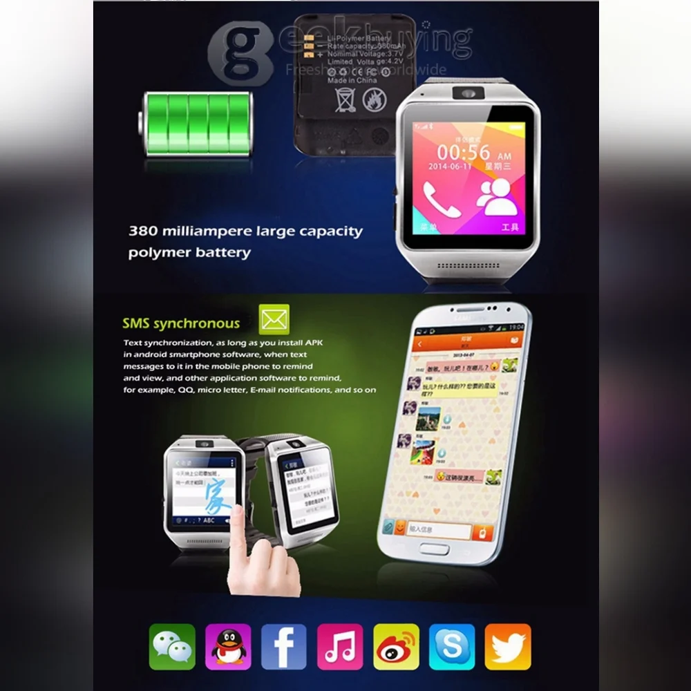 GV08 Sports Smart Watch Phone Wrist Watch With Touch Screen GSM